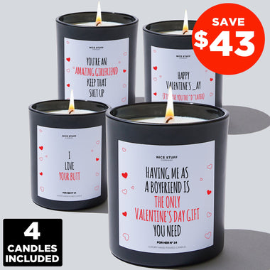TREAT YOUR GIRLFRIEND VALENTINE'S DAY GIFT BUNDLE (4 Candles)