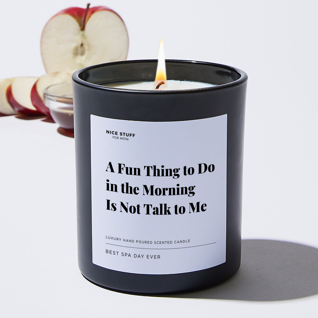 A Fun Thing to Do in the Morning Is Not Talk to Me - Large Black Luxury Candle 62 Hours