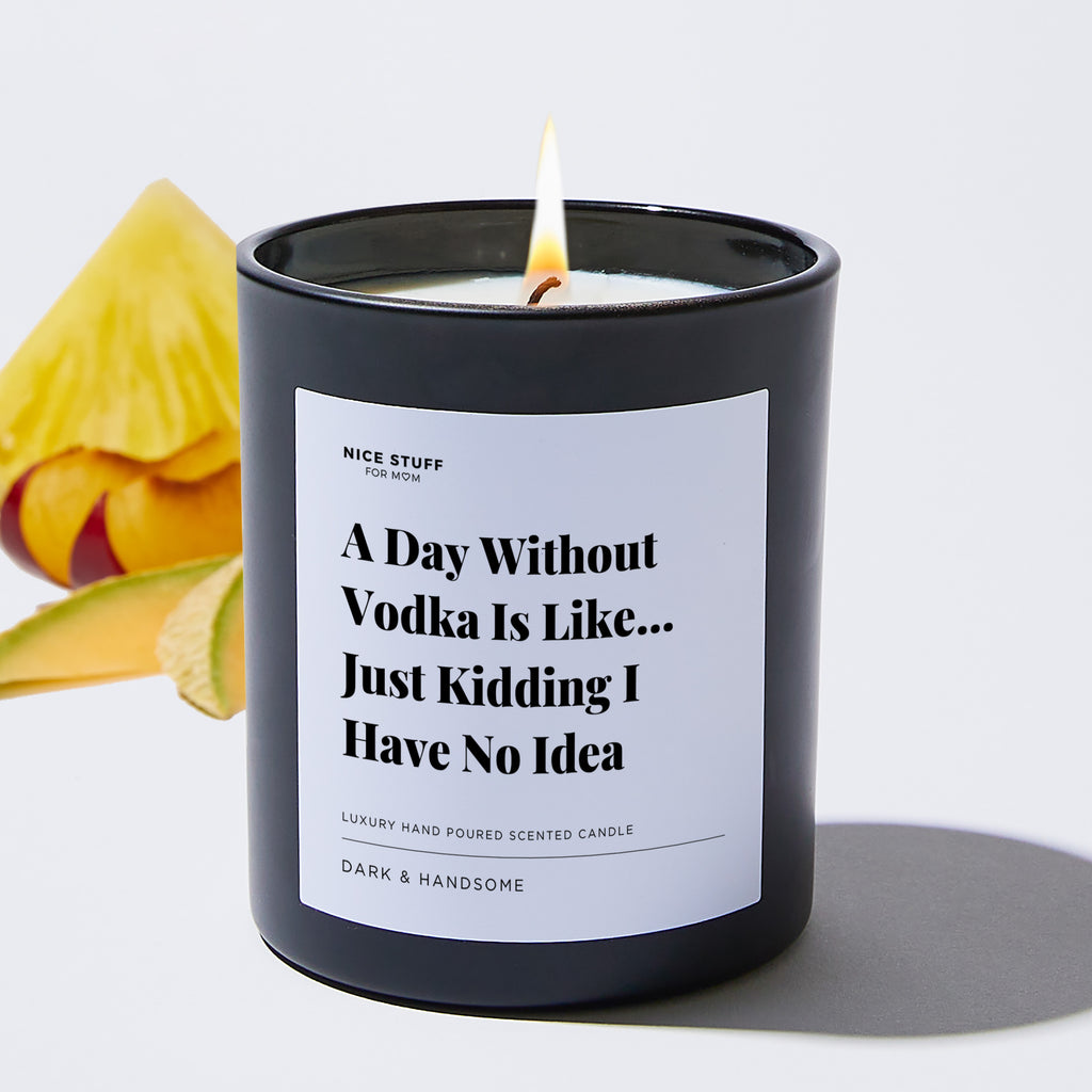 A Day Without Vodka Is Like... Just Kidding I Have No Idea - Large Black Luxury Candle 62 Hours