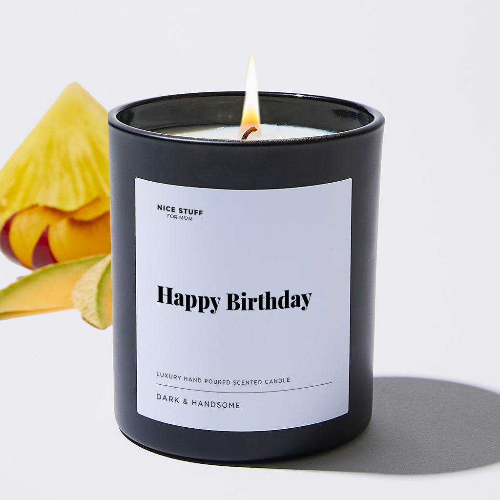 Happy Birthday - Large Black Luxury Candle 62 Hours