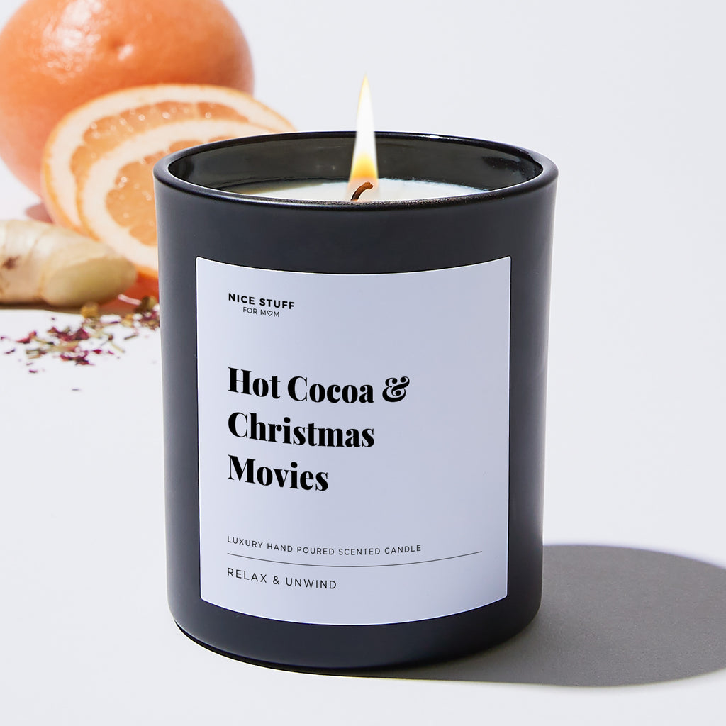 Hot Cocoa & Christmas Movies - Large Black Luxury Candle 62 Hours