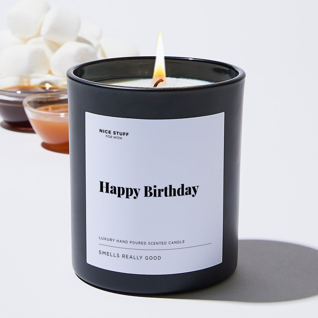 Happy Birthday - Large Black Luxury Candle 62 Hours