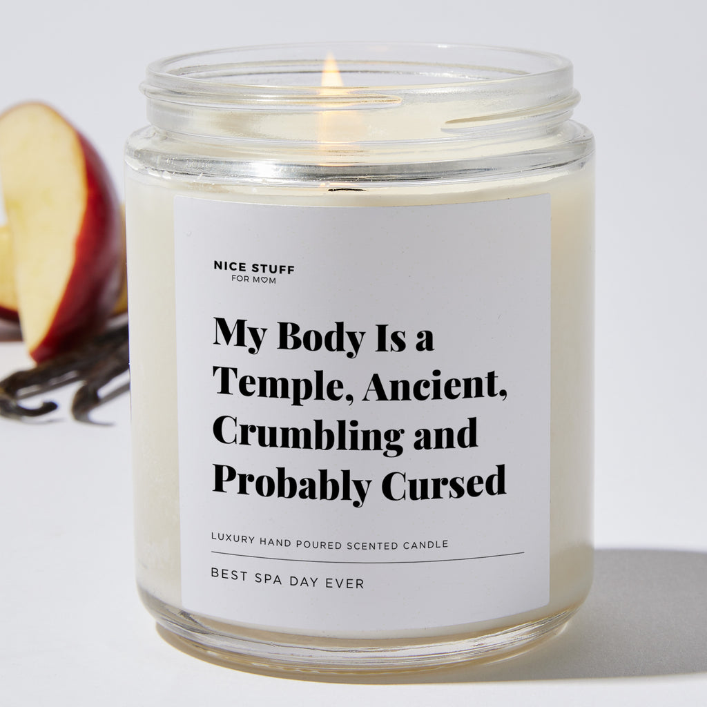 My Body Is a Temple, Ancient, Crumbling and Probably Cursed - Luxury Candle Jar 35 Hours