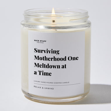 Surviving Motherhood One Meltdown at a Time - Luxury Candle Jar 35 Hours