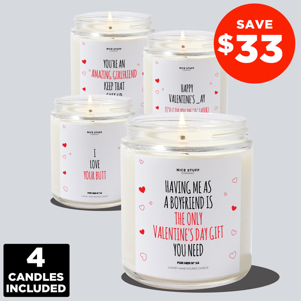 TREAT YOUR GIRLFRIEND VALENTINE'S DAY GIFT BUNDLE (4 Candles)