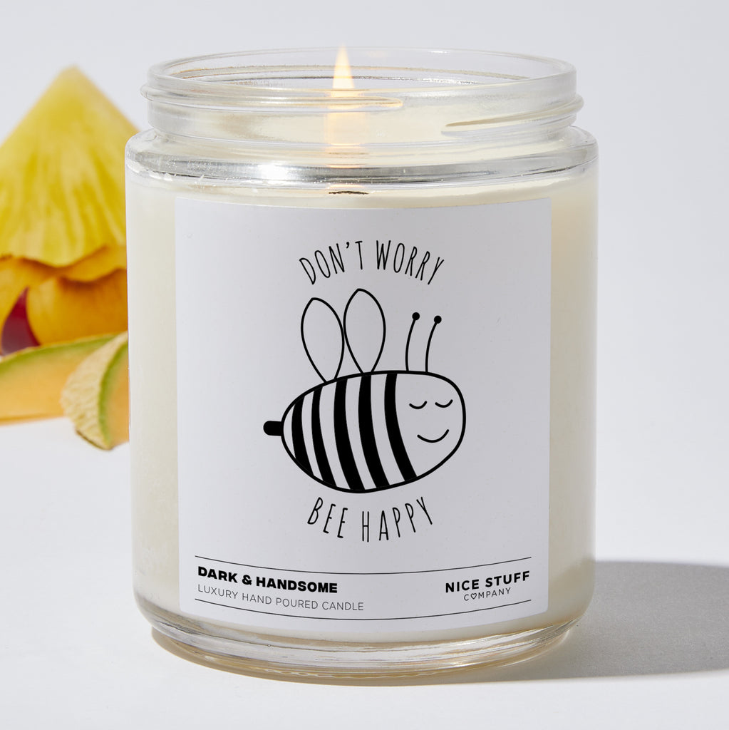 Don't Worry Bee Happy! - Funny Luxury Candle Jar 35 Hours
