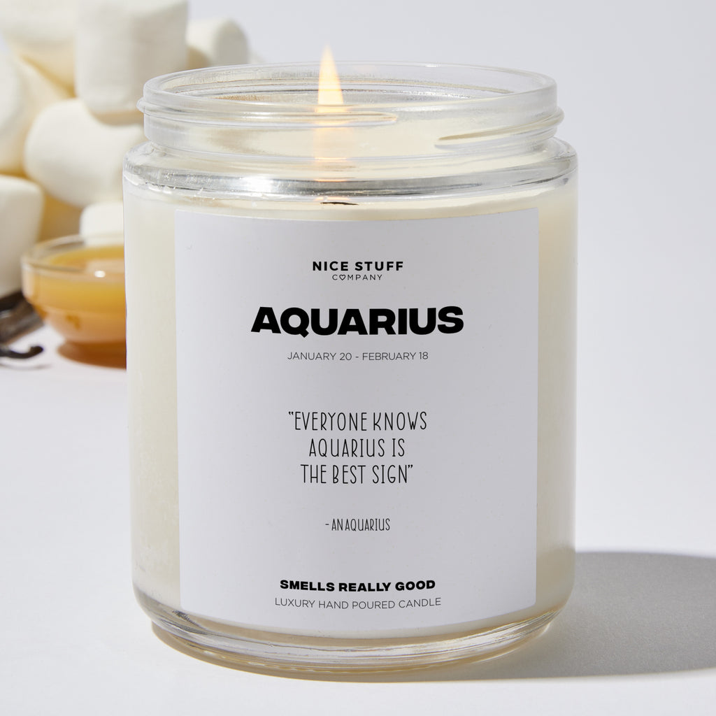 Everyone knows Aquarius is the best sign - Aquarius Zodiac Luxury Candle Jar 35 Hours